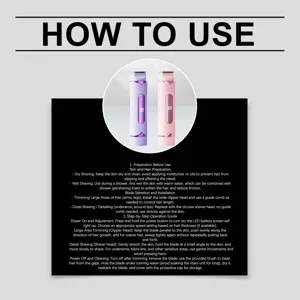 Rechargeable electric hair removal device with digital display, dual color options for smooth skin.
