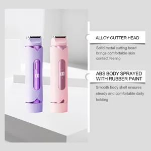 Rechargeable electric hair remover with alloy cutter head and LCD display for smooth skin.