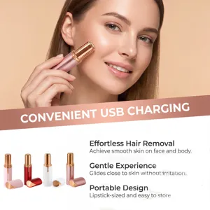 Tragbarer wiederaufladbarer Gesichtsdepilierer im Lippenstiftdesign für glatte Haut.