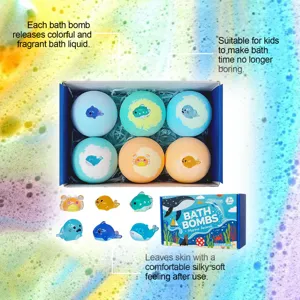 OceAura kind marine dier badbom cadeau set, kleurrijke geurige hydraterende bruisballen.