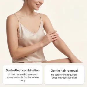 Silky body hair removal cream and spray set for gentle and smooth skin care daily use