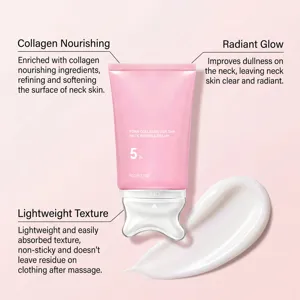 Gedetailleerd close-up van de nekcrème met handige massageapplicator en textuur.