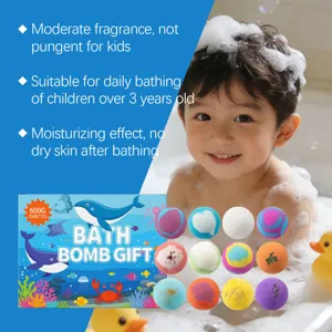 Set de bombas de baño para niños con 12 bolas coloridas perfumadas, hidratación suave y segura.