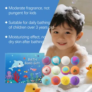 Kinderen badbommen set met milde hydraterende formule voor dagelijks baden en verzorging.