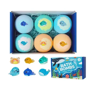 Mariene Serie Kinder Badbom Geschenkset Kleurrijke Bruisballen met Verrassing Zeedieren Speelgoed Zachte Hydraterende Lichaamsreiniging Badbal voor Kinderen