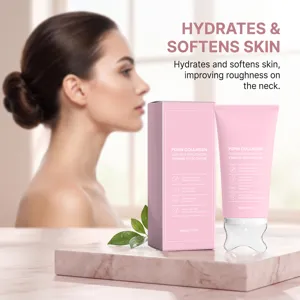 Collageen nekcrème detailweergave met gua sha applicator en hydraterende verzorgingsformule.