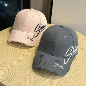 Koreanischer Stil Distressed Baseballcap für Damen, lässige Sonnenschutz Kappe.