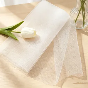 White tulle fabric roll 15cm wide for wedding party decoration, veils, and DIY crafts.