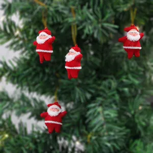 Mini ornamenti sospesi di Babbo Natale rosso per decorazione albero di Natale, accessori festa.