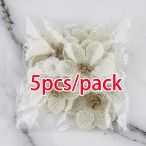 5pcs pack burlap daisy flowers trim for DIY crafts hair accessories sewing hats 6cm wide