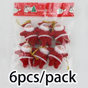 Mini 5cm ornamenti pendenti di Babbo Natale rossi per albero di Natale decorazione fai da te 6pz