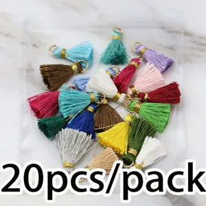 20pcs/pack 2.5cm colorful mini tassels with gold loops for DIY jewelry, keychains and phone straps.