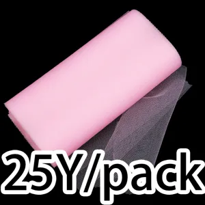 Pink tulle fabric roll for wedding party decoration and DIY crafts 25 yards per pack