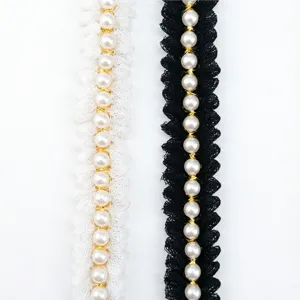 2cm pearl lace ribbon trim for gift wrapping sewing clothing DIY crafts handmade accessories