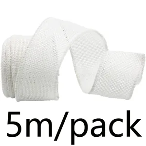Weißes Drahtkanten-Juteband 40mm breit, ideal zum Geschenke verpacken und Basteln von Blumen.