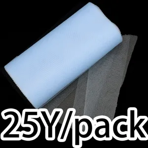 Light blue tulle roll fabric detail shot, 25Y per pack for wedding party decorations