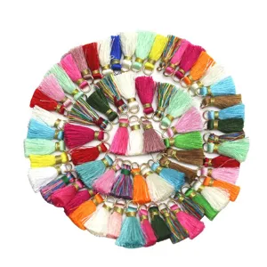 Colorful 2.5cm fabric tassels set for DIY jewelry keychain phone strap craft making supply