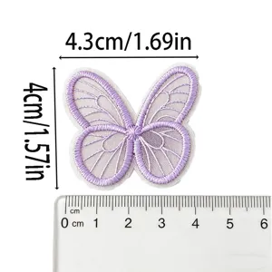 Purple embroidered butterfly patch lace mesh DIY sewing clothing accessories 4.3x4cm