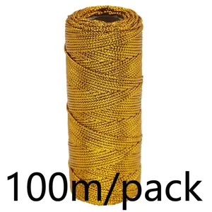 Gold metallic cord 1mm 100m roll for gift packaging, holiday party decoration and craft.