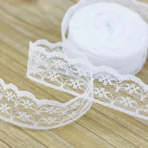 White lace trim ribbon roll for sewing apparel crafts gift wrapping DIY decoration project