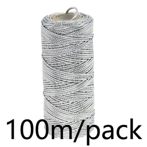 Silver metallic cord 100m roll hollow braid thread for gift wrapping and party decoration