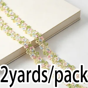 Colorful hollow water soluble embroidery lace trim 2cm wide, 2 yards per pack for sewing.