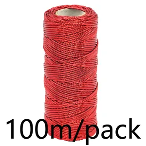 100m red metallic string 1mm braided hollow ribbon for gift wrapping party decor