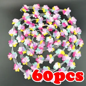 50mm Colorful Chiffon Flower Lace Trim Fabric DIY Craft Ribbon Sewing Accessory 60pcs