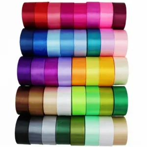 Colorful satin ribbon rolls assorted colors fabric ribbons for DIY craft sewing gift wrapping