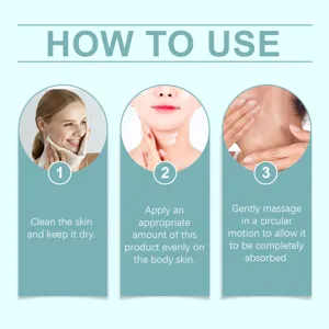 Body lotion application guide detail graphic showing step by step skin care instructions.