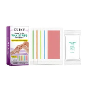 EELHOE bandes de cire depilatoire pour le corps et jambes kit de soin avec lingettes