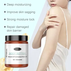 WoodSleep moisturizing body butter with almond oil and vitamin E for smooth and hydrated skin.
