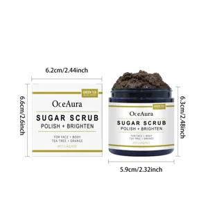 OCEAURA facial body sugar scrub with green tea, 114g gentle exfoliating body polish.