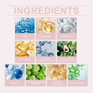 Detailed ingredients chart showing active moisturizing components and botanical extracts for skincare.