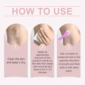 Step-by-step hair removal cream usage instruction guide for smooth and clean skin care results.