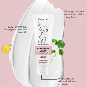 OceAura gentle hair removal cream 120g, intimate area sensitive formula for smooth skin.