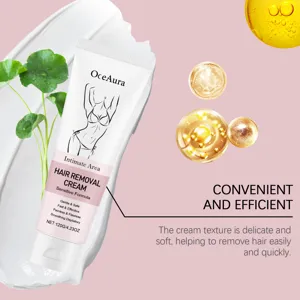 OceAura intimate area hair removal cream with gentle formula, 120g smooth skin care detail.