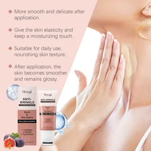 Detalle de crema de cuello con retinol HOYGI, cuidado hidratante y reafirmante para la piel suave.