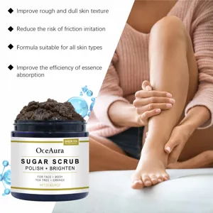 OceAura nourishing body and facial scrub with plant particles for gentle exfoliation and moisture.