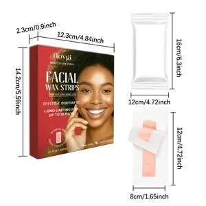 HOYGI facial hair removal wax strips set with gentle formula for smooth skin up to 28 days.