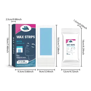 Bandes de cire dépilatoire pour le visage HANCHOBIT avec lingettes apaisantes douces.