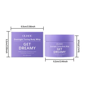OUHOE overnight toning body whip cream container jar with box dimensions detail view.