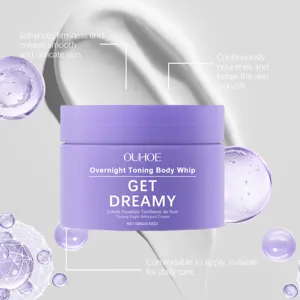 OUHOE Overnight Toning Body Whip detail showing purple cream texture and nourishing formula.