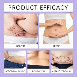 Body firming cream efficacy details showing before and after skin contouring and lifting.