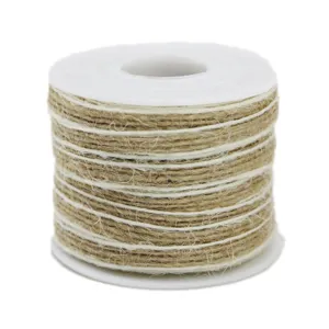 Natural white jute twine roll 5mm decorative rope for gift packaging crafts and DIY projects.