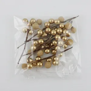 Gold artificial berry stems 10cm foam bayberry for Christmas decoration party craft DIY