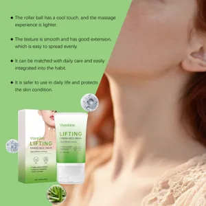 VIARELINE crema reafirmante de cuello detalle con masajes de rodillo y antiarrugas.