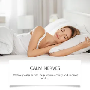 Relaxing bedroom scene with aromatherapy theme to promote calm sleep and reduce daily anxiety.