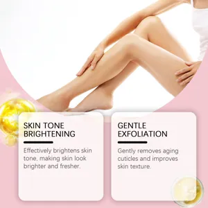 Body care detail showing skin brightening and gentle exfoliation effects for smooth skin.