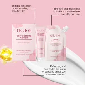EELHOE body cleansing care set with exfoliating wash and lotion for smooth and bright skin.